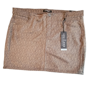 Liverpool Los Angeles Gia Glider Herringbone Skirt Mini Size 20W Brown NWT